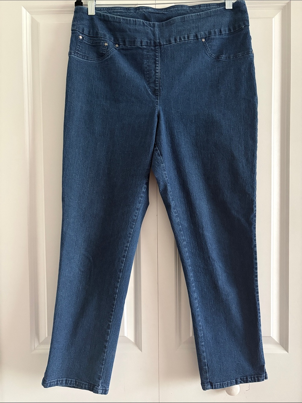 Ruby Rd Medium Blue Wash Stretch Denim Crop Jeans Size 14